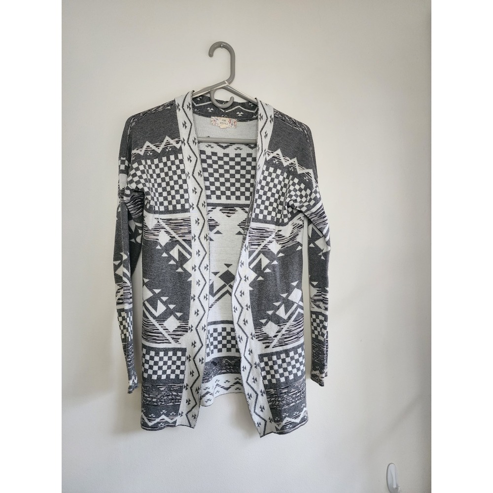 Southwestern Boho Cabin Tribal Geometric Aztec open-front cardigan size Small